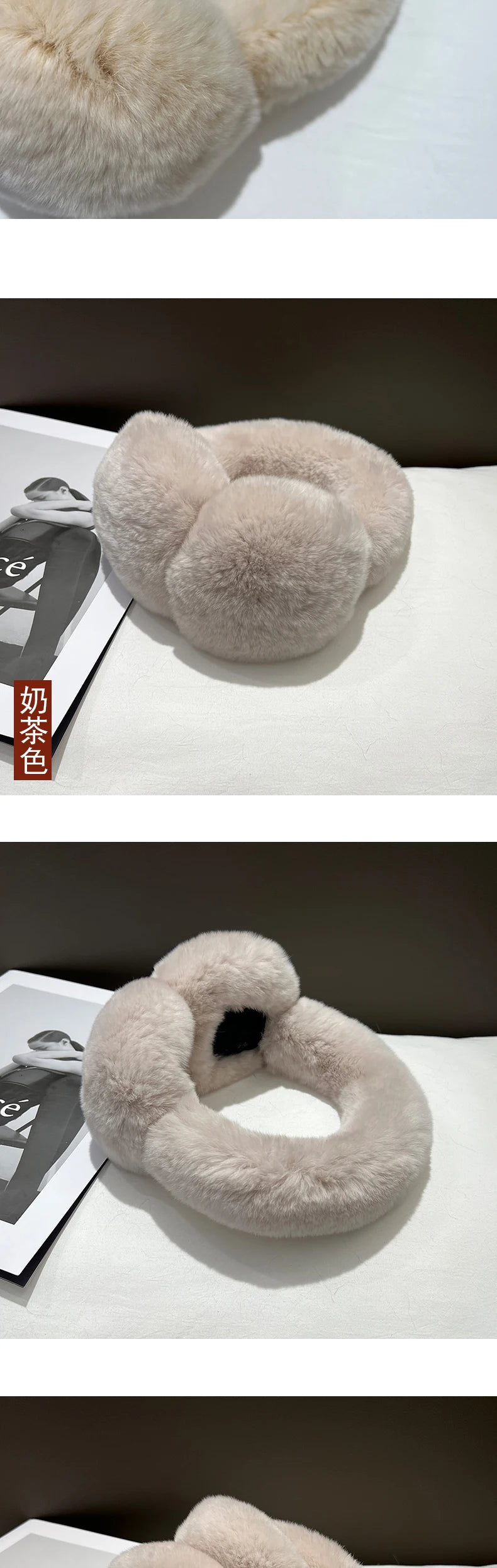 Rabbit Fur Earmuffs | Real Rex Fur Ear Warmers For Women & Unisex, Warm Covers - ZOOMNSTORE