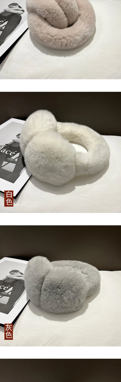 Rabbit Fur Earmuffs | Real Rex Fur Ear Warmers For Women & Unisex, Warm Covers - ZOOMNSTORE