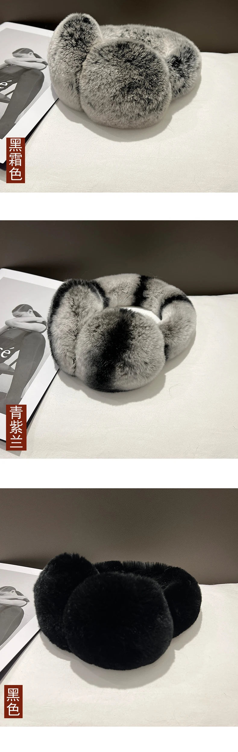 Rabbit Fur Earmuffs | Real Rex Fur Ear Warmers For Women & Unisex, Warm Covers - ZOOMNSTORE