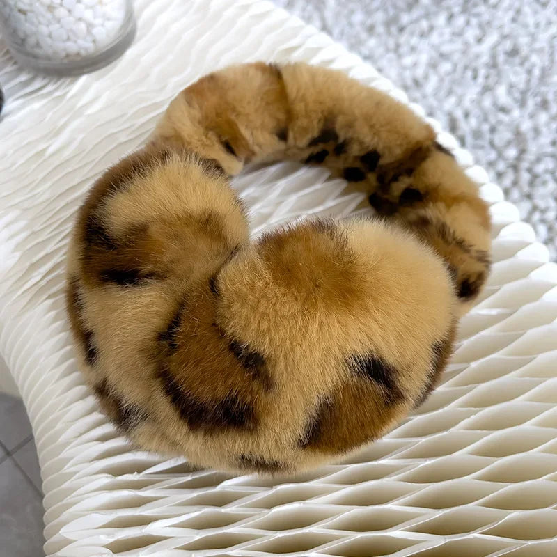 Rabbit Fur Earmuffs | Real Rex Fur Ear Warmers For Women & Unisex, Warm Covers - ZOOMNSTORE