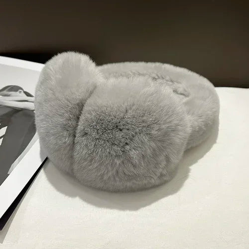Rabbit Fur Earmuffs | Real Rex Fur Ear Warmers For Women & Unisex, Warm Covers - ZOOMNSTORE