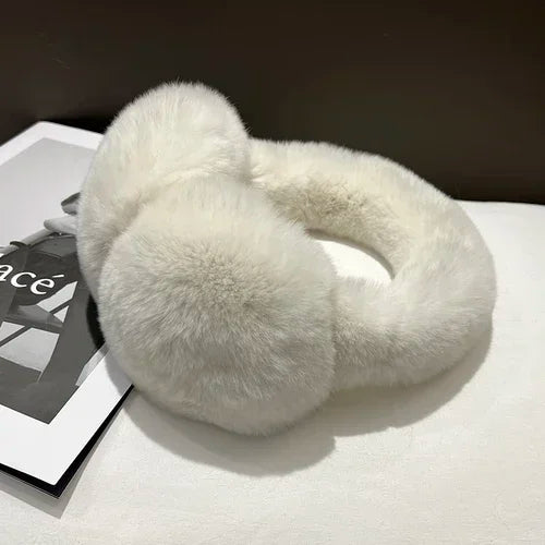 Rabbit Fur Earmuffs | Real Rex Fur Ear Warmers For Women & Unisex, Warm Covers - ZOOMNSTORE