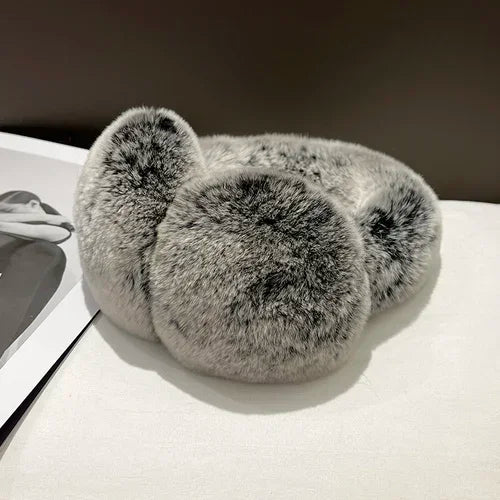 Rabbit Fur Earmuffs | Real Rex Fur Ear Warmers For Women & Unisex, Warm Covers - ZOOMNSTORE