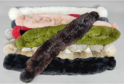 Rabbit Fur Scarf - Genuine Real Natural Fur Muffler for Women Winter Warmth - ZOOMNSTORE