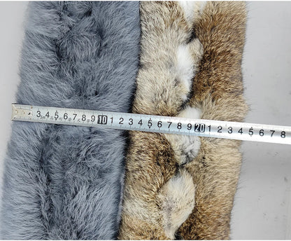 Rabbit Fur Scarf - Genuine Real Natural Fur Muffler for Women Winter Warmth - ZOOMNSTORE