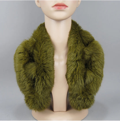 Rabbit Fur Scarf - Genuine Real Natural Fur Muffler for Women Winter Warmth - ZOOMNSTORE