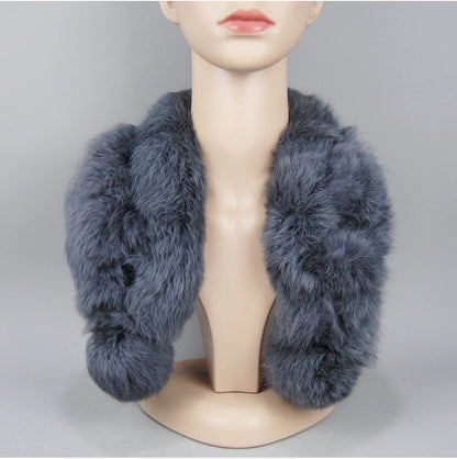 Rabbit Fur Scarf - Genuine Real Natural Fur Muffler for Women Winter Warmth - ZOOMNSTORE