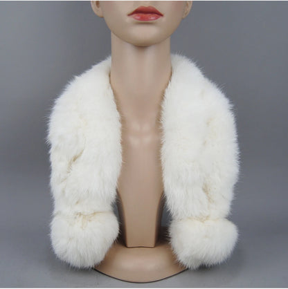 Rabbit Fur Scarf - Genuine Real Natural Fur Muffler for Women Winter Warmth - ZOOMNSTORE