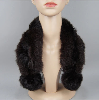 Rabbit Fur Scarf - Genuine Real Natural Fur Muffler for Women Winter Warmth - ZOOMNSTORE