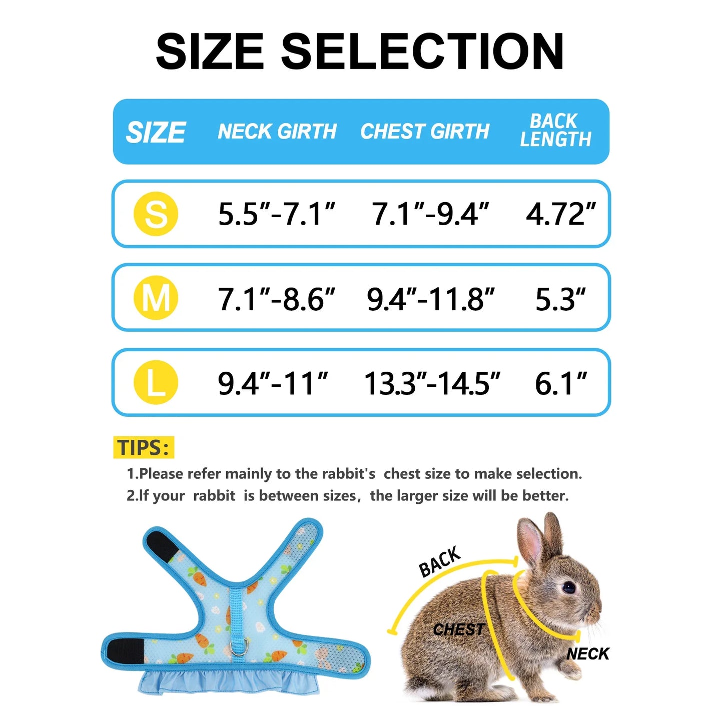 Rabbit Harness with Leash - Adjustable Breathable Mesh Vest for Small Pets - ZOOMNSTORE