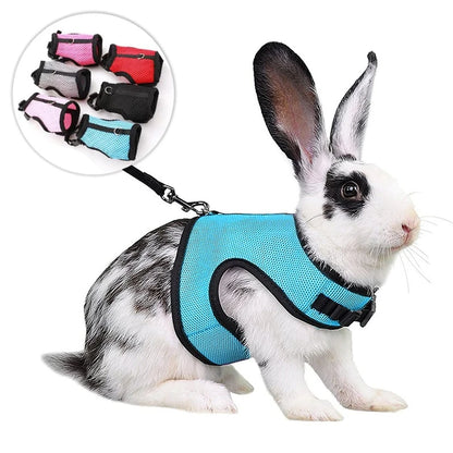 Rabbit Harness with Leash Set - Adjustable Soft Vest for Small Pets - ZOOMNSTORE