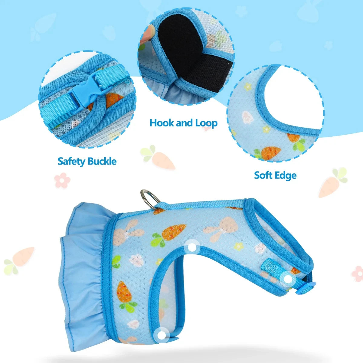 Rabbit Harness with Leash - Adjustable Breathable Mesh Vest for Small Pets - ZOOMNSTORE