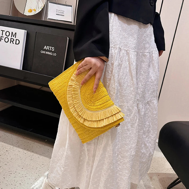 Handmade Raffia Straw Bags - Summer Womens Clutch and Crossbody Purse - ZOOMNSTORE
