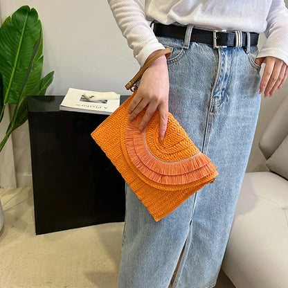 Handmade Raffia Straw Bags - Summer Womens Clutch and Crossbody Purse - ZOOMNSTORE