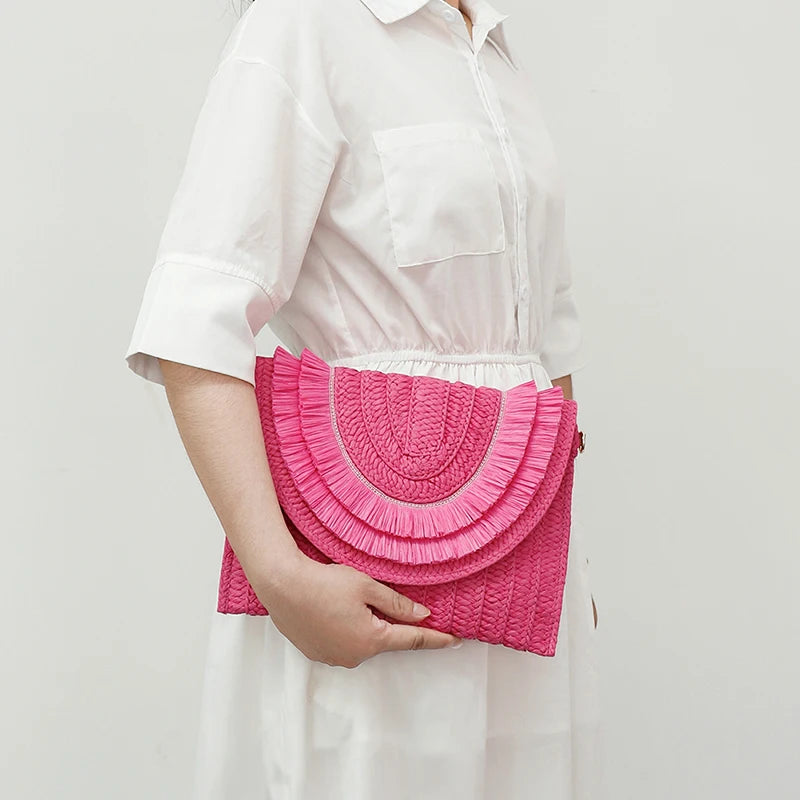 Handmade Raffia Straw Bags - Summer Womens Clutch and Crossbody Purse - ZOOMNSTORE