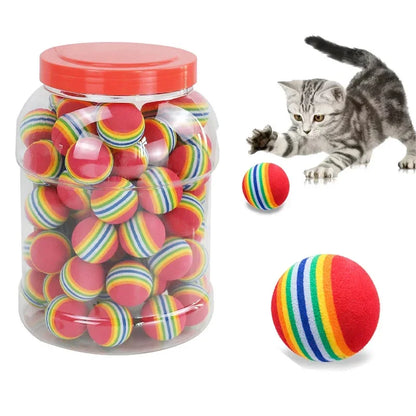 Rainbow Cat Toys – Interactive Rubber Cat Ball for Chewing & Training - ZOOMNSTORE