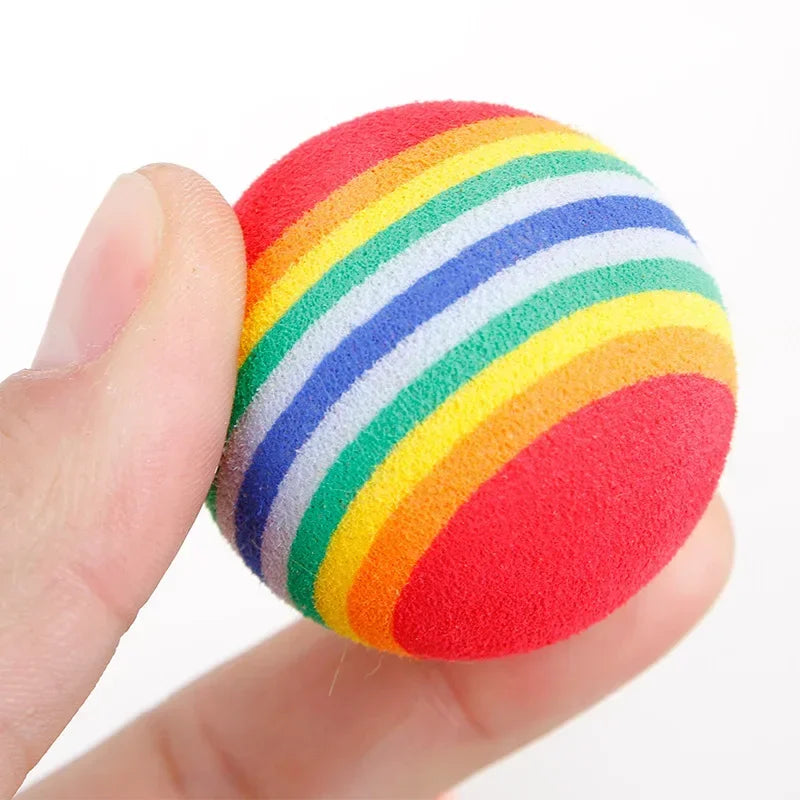 Rainbow Cat Toys – Interactive Rubber Cat Ball for Chewing & Training - ZOOMNSTORE