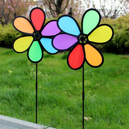 Rainbow Flower Wind Spinner - Colorful Garden Decor - ZOOMNSTORE