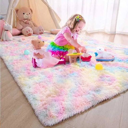 Rainbow Kids Carpet - Soft Colorful Rug for Bedroom and Living Room - ZOOMNSTORE