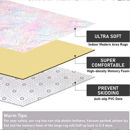 Rainbow Kids Carpet - Soft Colorful Rug for Bedroom and Living Room - ZOOMNSTORE