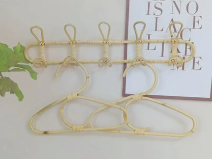Rattan Wall Hooks - Natural Rattan Hanger for Kids Clothes Organizer Rack - ZOOMNSTORE