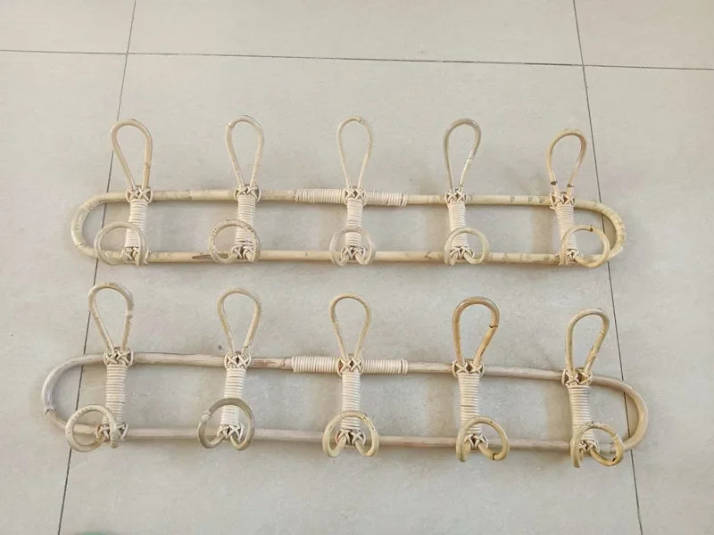 Rattan Wall Hooks - Natural Rattan Hanger for Kids Clothes Organizer Rack - ZOOMNSTORE