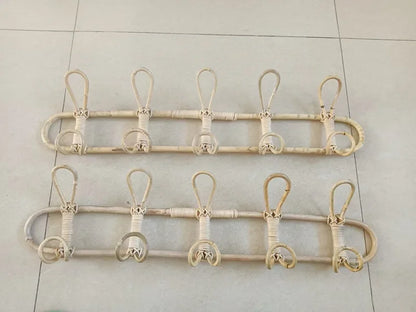 Rattan Wall Hooks - Natural Rattan Hanger for Kids Clothes Organizer Rack - ZOOMNSTORE