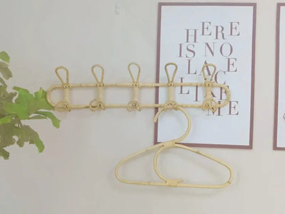 Rattan Wall Hooks - Natural Rattan Hanger for Kids Clothes Organizer Rack - ZOOMNSTORE