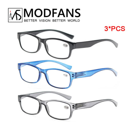 Reading Glasses for Men & Women - 3 Pack Square Readers | Unbreakable Plastic Frame Spectacles - ZOOMNSTORE