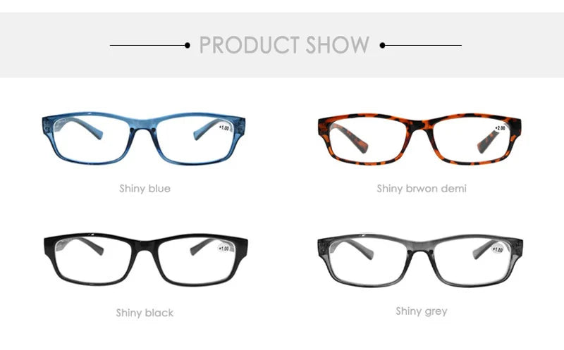 Reading Glasses for Men & Women - 3 Pack Square Readers | Unbreakable Plastic Frame Spectacles - ZOOMNSTORE