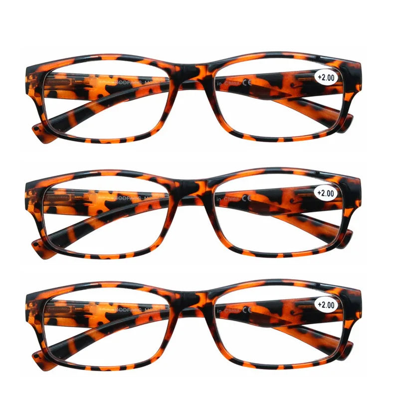 Reading Glasses for Men & Women - 3 Pack Square Readers | Unbreakable Plastic Frame Spectacles - ZOOMNSTORE