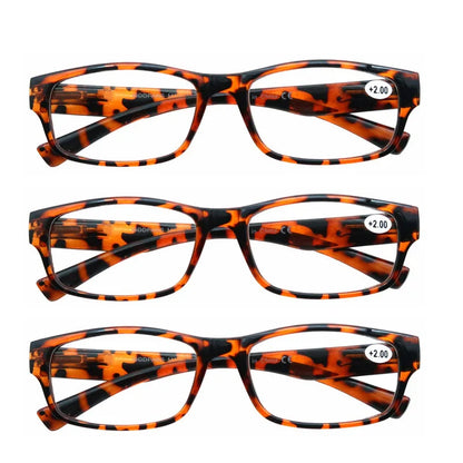 Reading Glasses for Men & Women - 3 Pack Square Readers | Unbreakable Plastic Frame Spectacles - ZOOMNSTORE