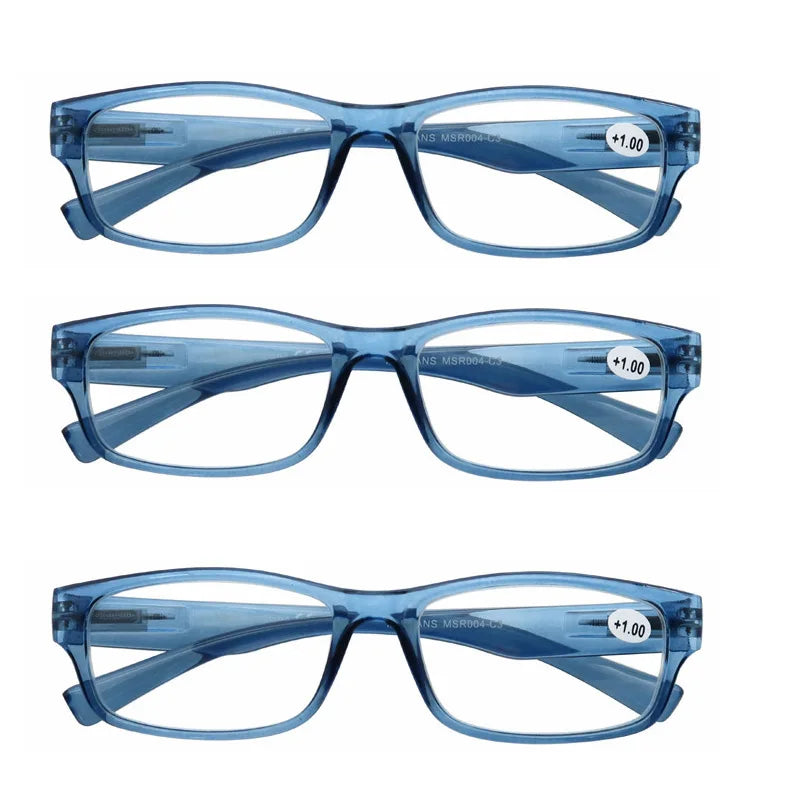 Reading Glasses for Men & Women - 3 Pack Square Readers | Unbreakable Plastic Frame Spectacles - ZOOMNSTORE