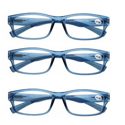 Reading Glasses for Men & Women - 3 Pack Square Readers | Unbreakable Plastic Frame Spectacles - ZOOMNSTORE