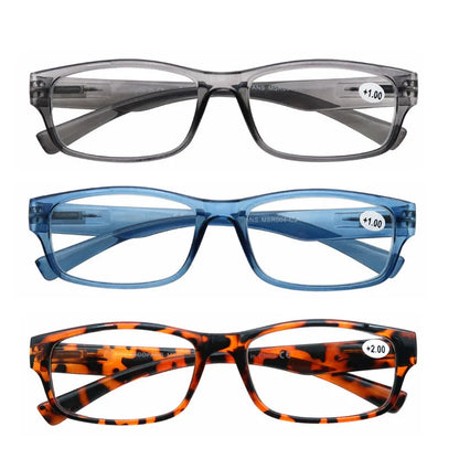 Reading Glasses for Men & Women - 3 Pack Square Readers | Unbreakable Plastic Frame Spectacles - ZOOMNSTORE