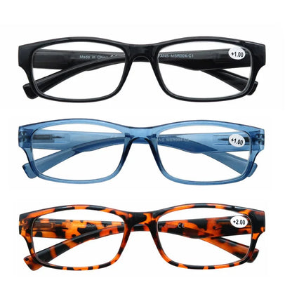 Reading Glasses for Men & Women - 3 Pack Square Readers | Unbreakable Plastic Frame Spectacles - ZOOMNSTORE