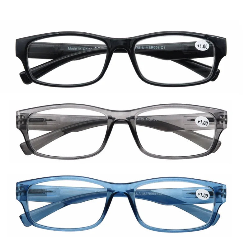 Reading Glasses for Men & Women - 3 Pack Square Readers | Unbreakable Plastic Frame Spectacles - ZOOMNSTORE