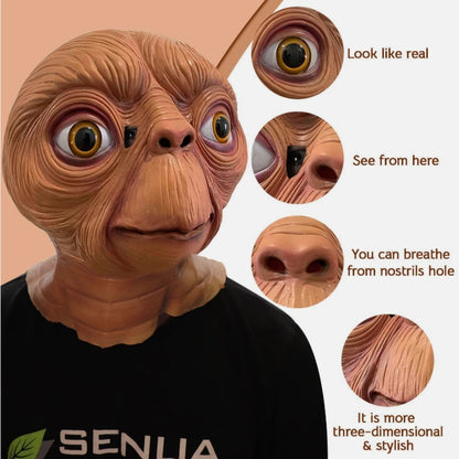 Realistic ET Alien Latex Mask - Halloween Cosplay Full Head Mask - ZOOMNSTORE