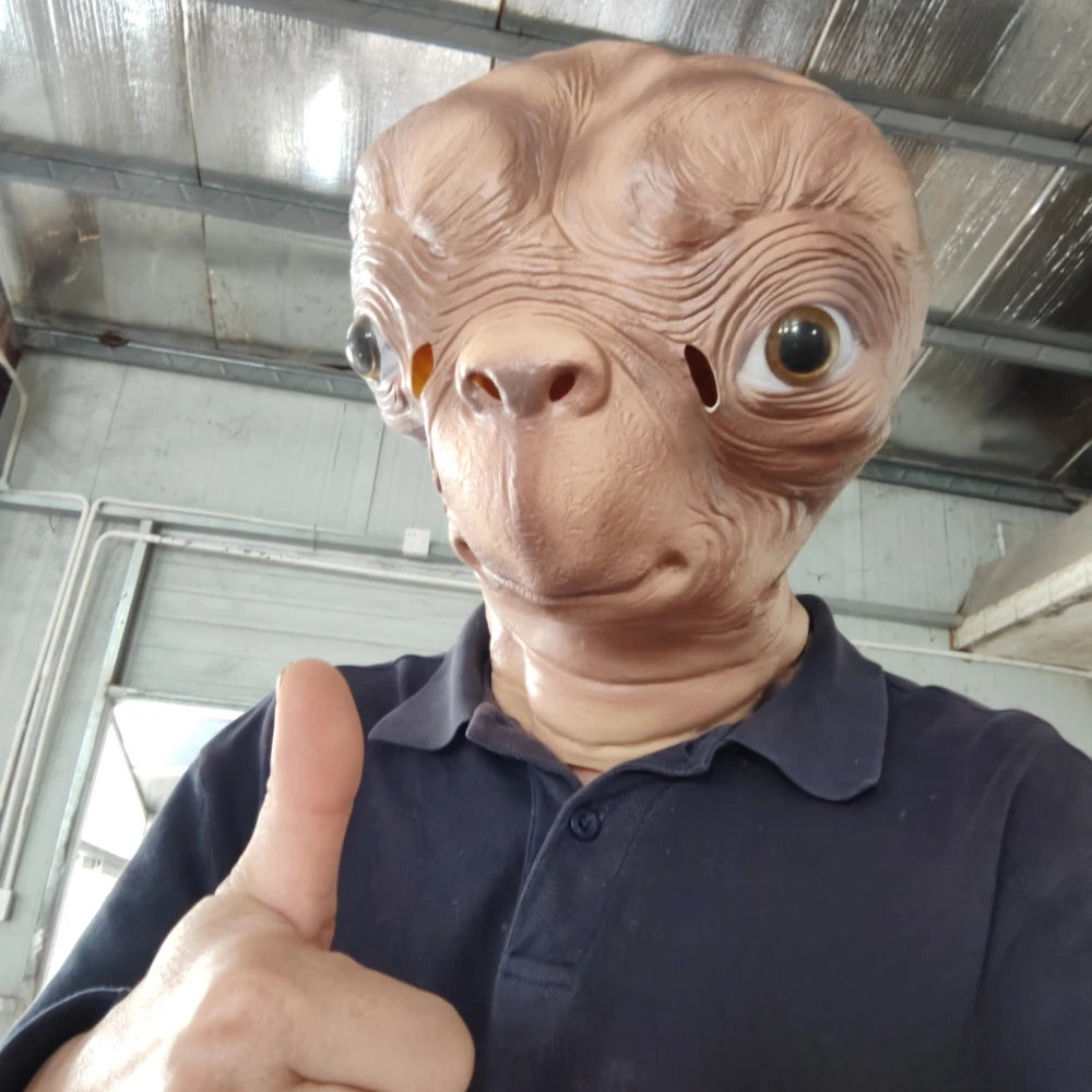 Realistic ET Alien Latex Mask - Halloween Cosplay Full Head Mask - ZOOMNSTORE