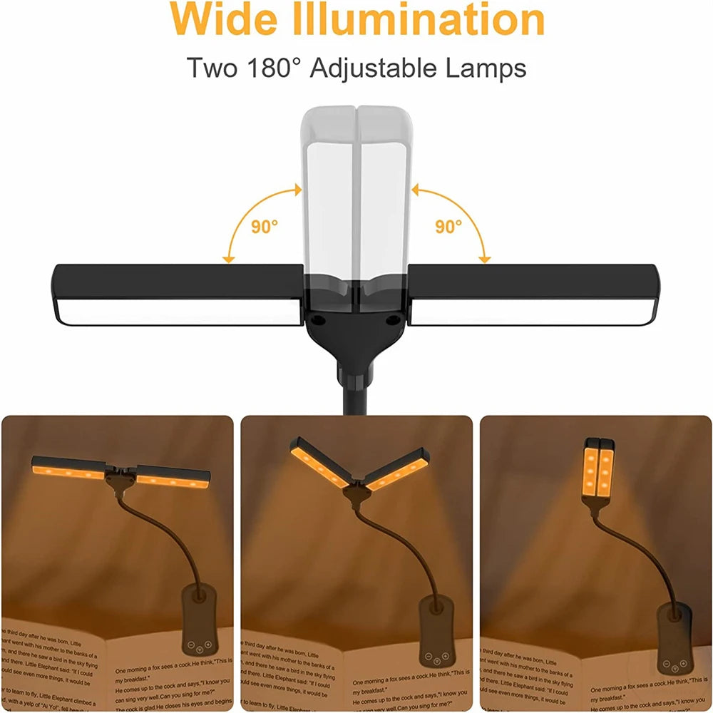 Rechargeable Book Light - Adjustable Clip-On Reading Lamp With Warm LED Light - ZOOMNSTORE