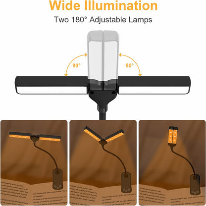 Rechargeable Book Light - Adjustable Clip-On Reading Lamp With Warm LED Light - ZOOMNSTORE