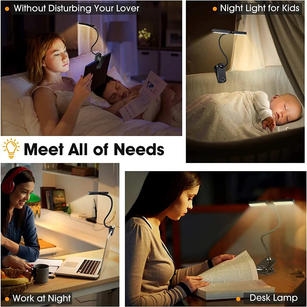 Rechargeable Book Light - Adjustable Clip-On Reading Lamp With Warm LED Light - ZOOMNSTORE