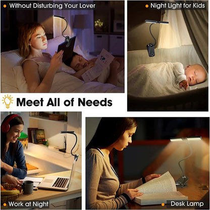 Rechargeable Book Light - Adjustable Clip-On Reading Lamp With Warm LED Light - ZOOMNSTORE