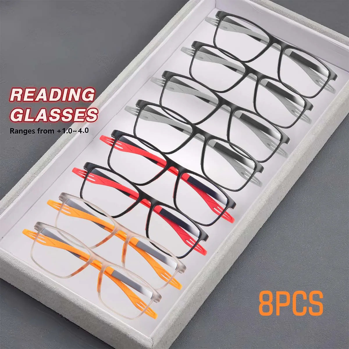Rectangle Reading Glasses – Sport Non Slip Presbyopia Eyewear for Middle Aged Men & Women - ZOOMNSTORE