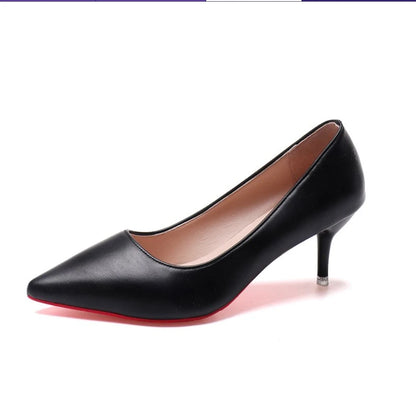 Red High Heels - Women Pumps With Pointed Toe | Classic Slip-On Leather Shoes - ZOOMNSTORE
