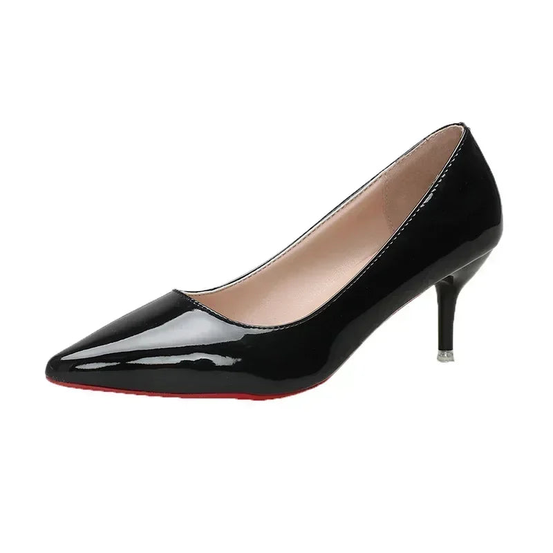 Red High Heels - Women Pumps With Pointed Toe | Classic Slip-On Leather Shoes - ZOOMNSTORE