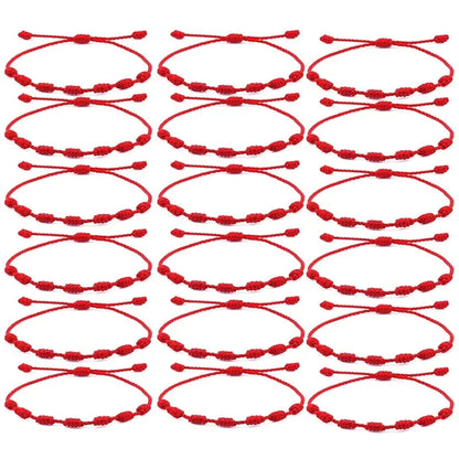 Adjustable Red String Bracelets - Handmade Lucky 7 Knots Amulet Jewelry for Couples  Friends - ZOOMNSTORE