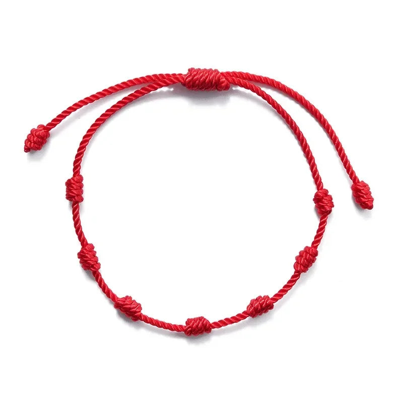 Adjustable Red String Bracelets - Handmade Lucky 7 Knots Amulet Jewelry for Couples  Friends - ZOOMNSTORE