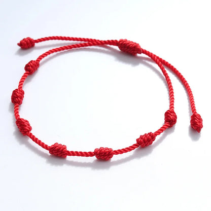 Adjustable Red String Bracelets - Handmade Lucky 7 Knots Amulet Jewelry for Couples  Friends - ZOOMNSTORE