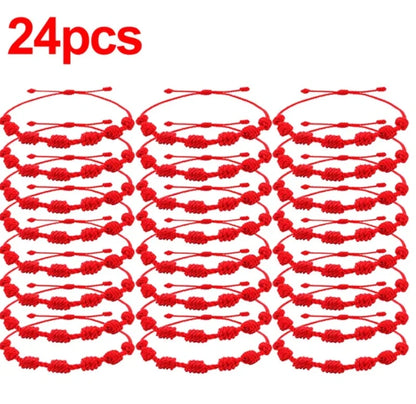 Adjustable Red String Bracelets - Handmade Lucky 7 Knots Amulet Jewelry for Couples  Friends - ZOOMNSTORE